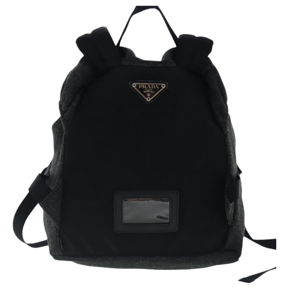 Prada Backpack Wool Gray Silver Auth Bs19226 - image 2